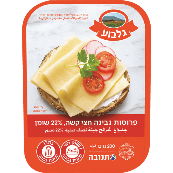 Gilboa Sliced Yellow Cheese 22%